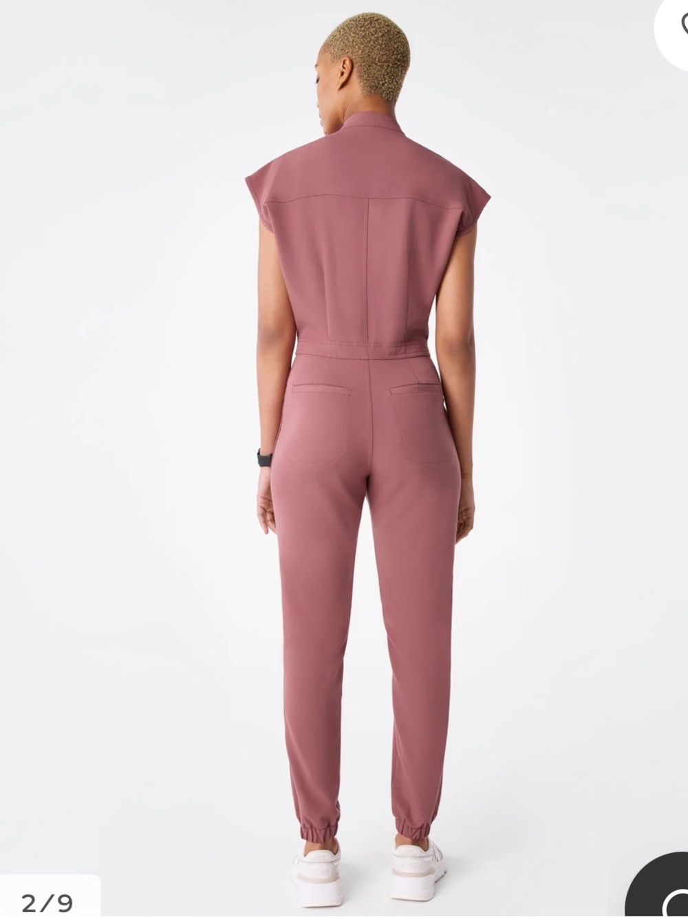 FIGS Rafaela Jogger Scrub Jumpsuit in mauve, Large Tall 31” - Picture 13 of 16
